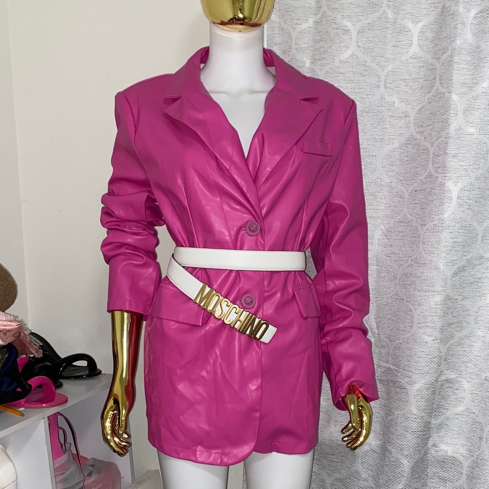 Pretty Little Things Fuchsia Blazer with Gold Accents